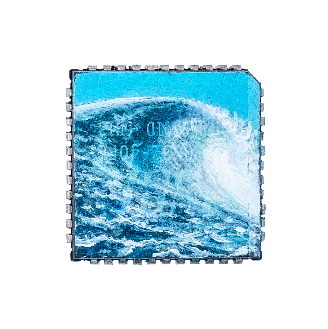 Wave, oil on microchip, 2.5 x 2.5 cm