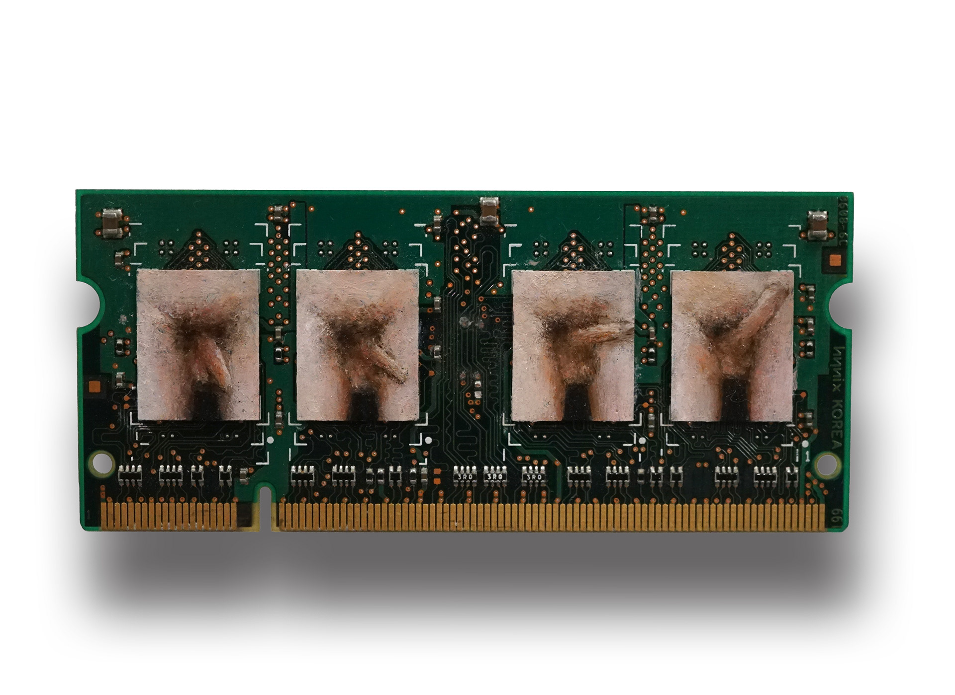 Phallic phases, oil on RAM, 3x7 cm 