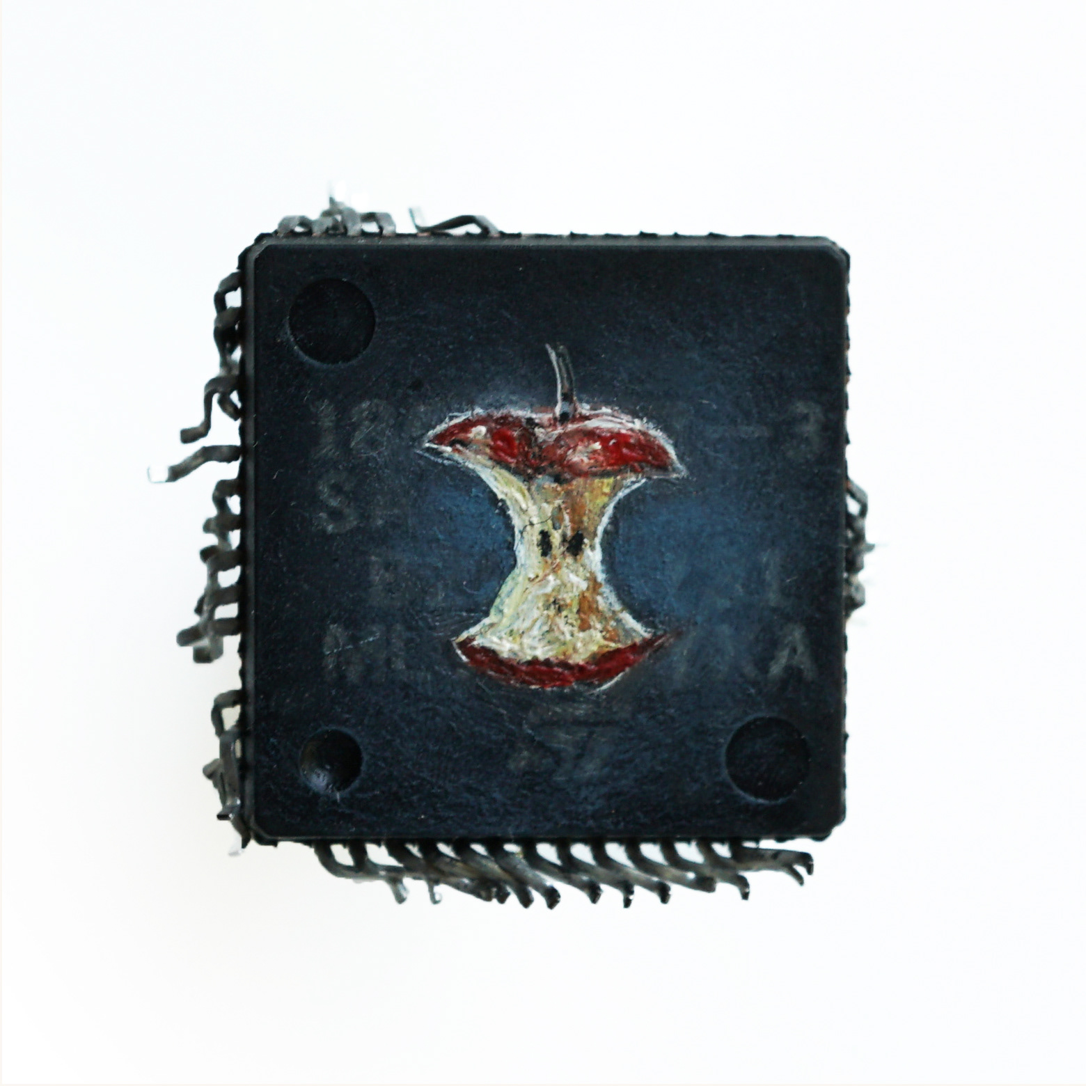 Apple Core, , Oil paint on microchip, 1 x 1 cm, 20181 x 1 cm
