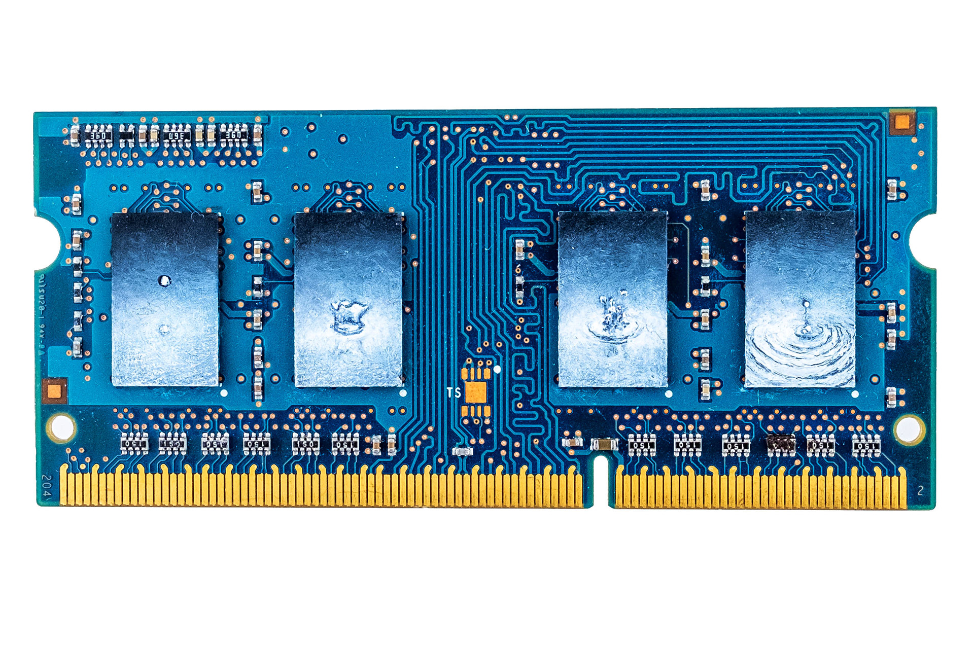 Water drop, Oil paint on random access memory card