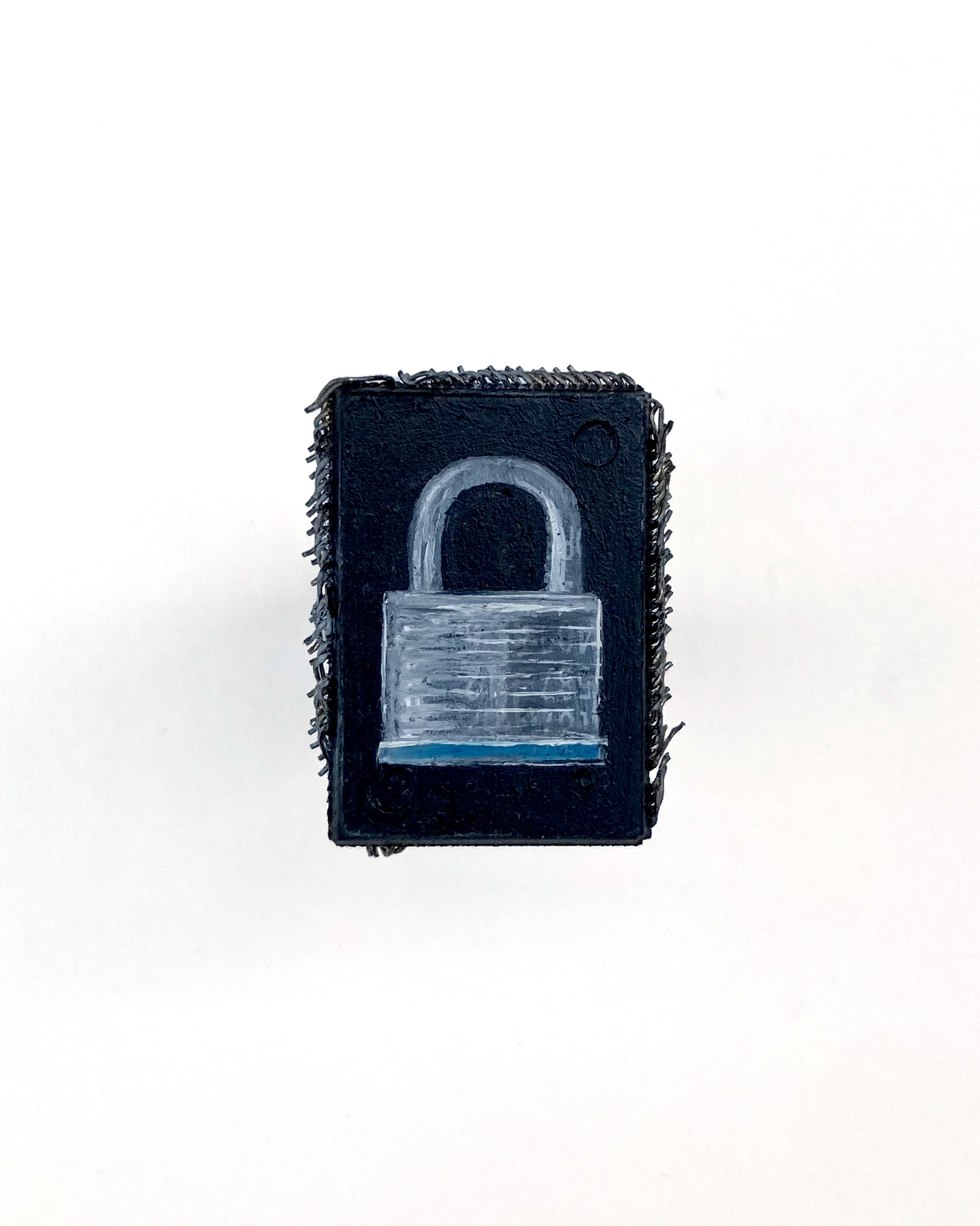 🔒, oil on microchip, 1x2 cm