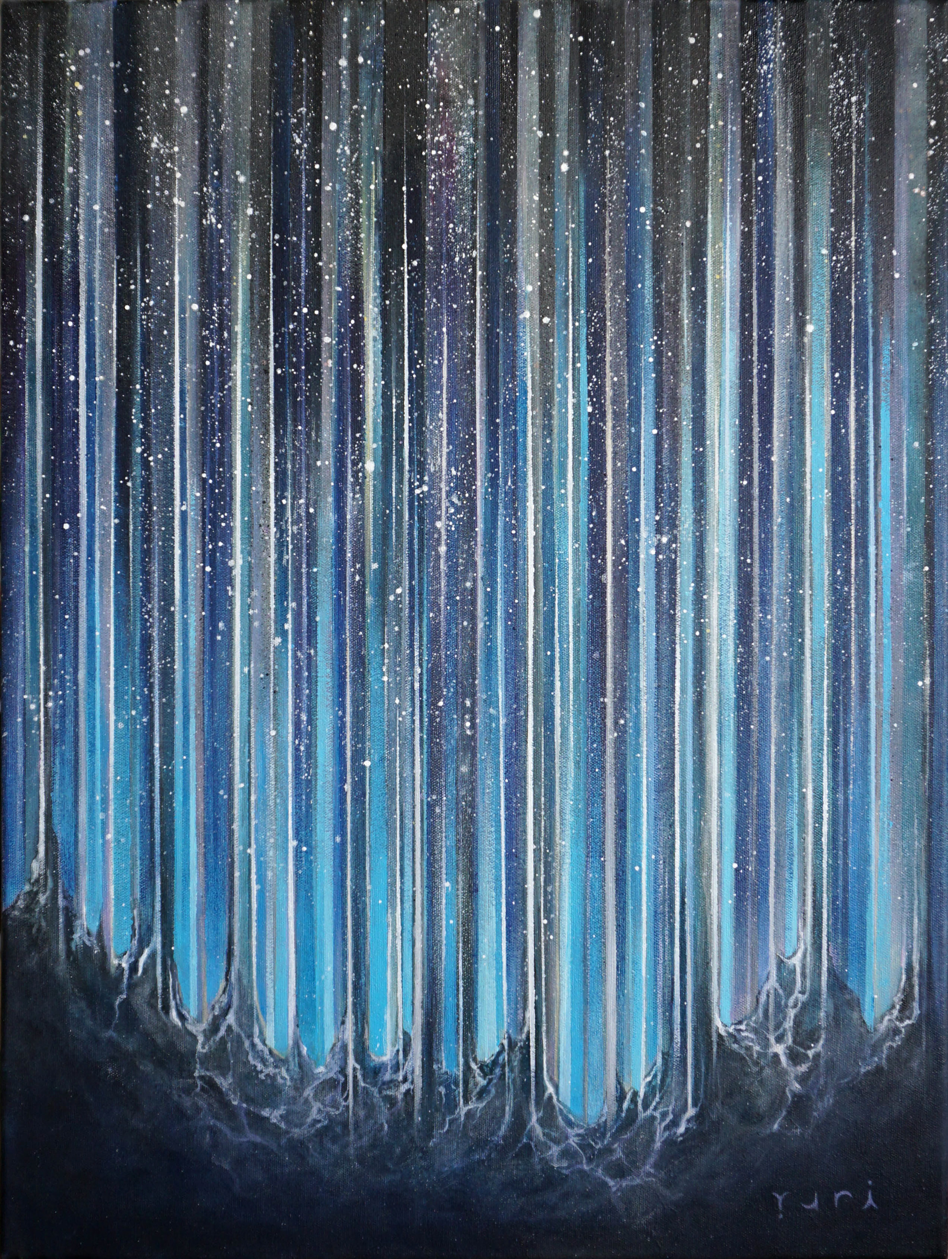 Vertical Peaks, Acrylic and aerosol on canvas