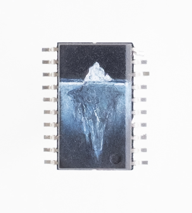 Iceberg, Oil paint on microchip