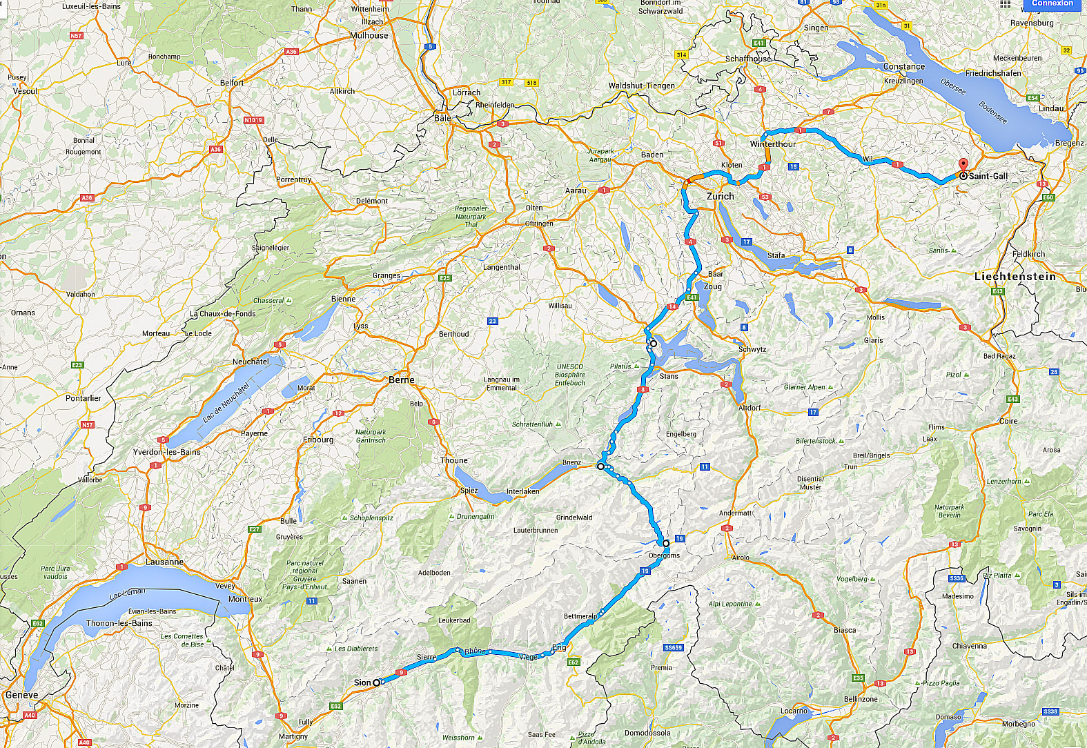 Trajet du retour le 16 juin