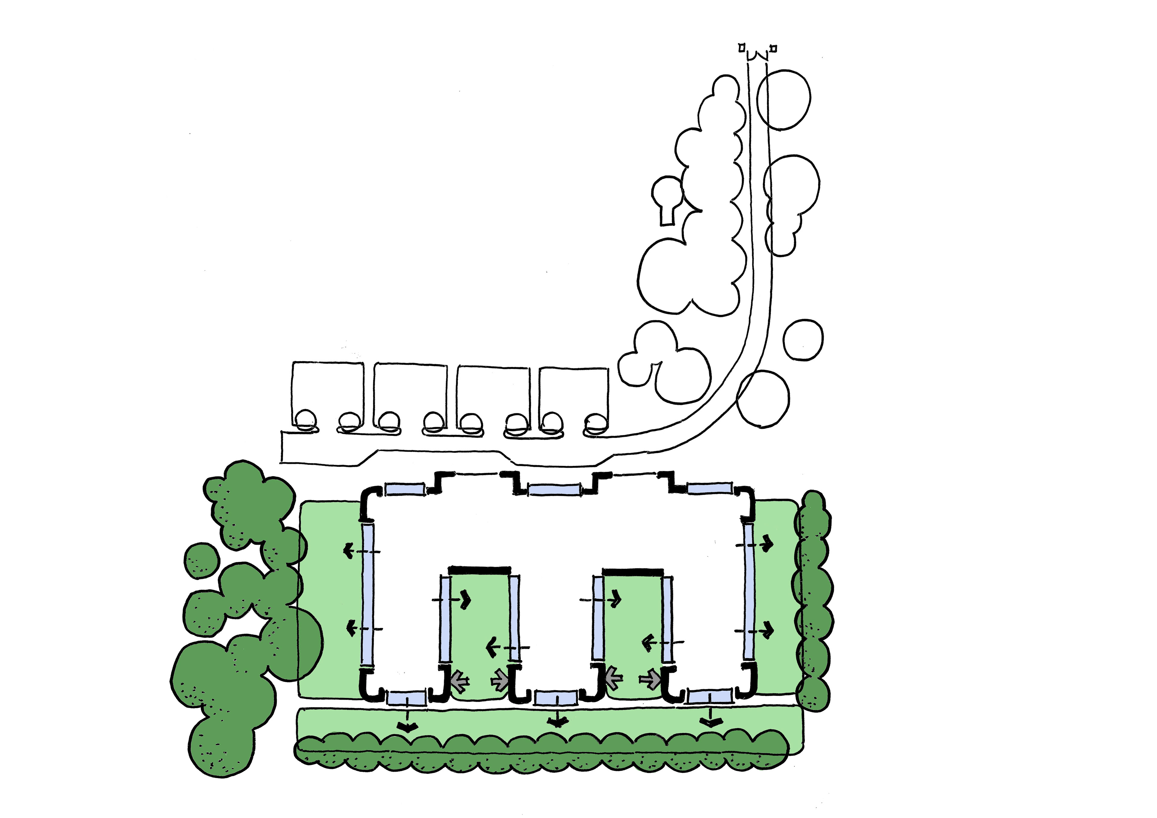 Views from all facades into a green open space