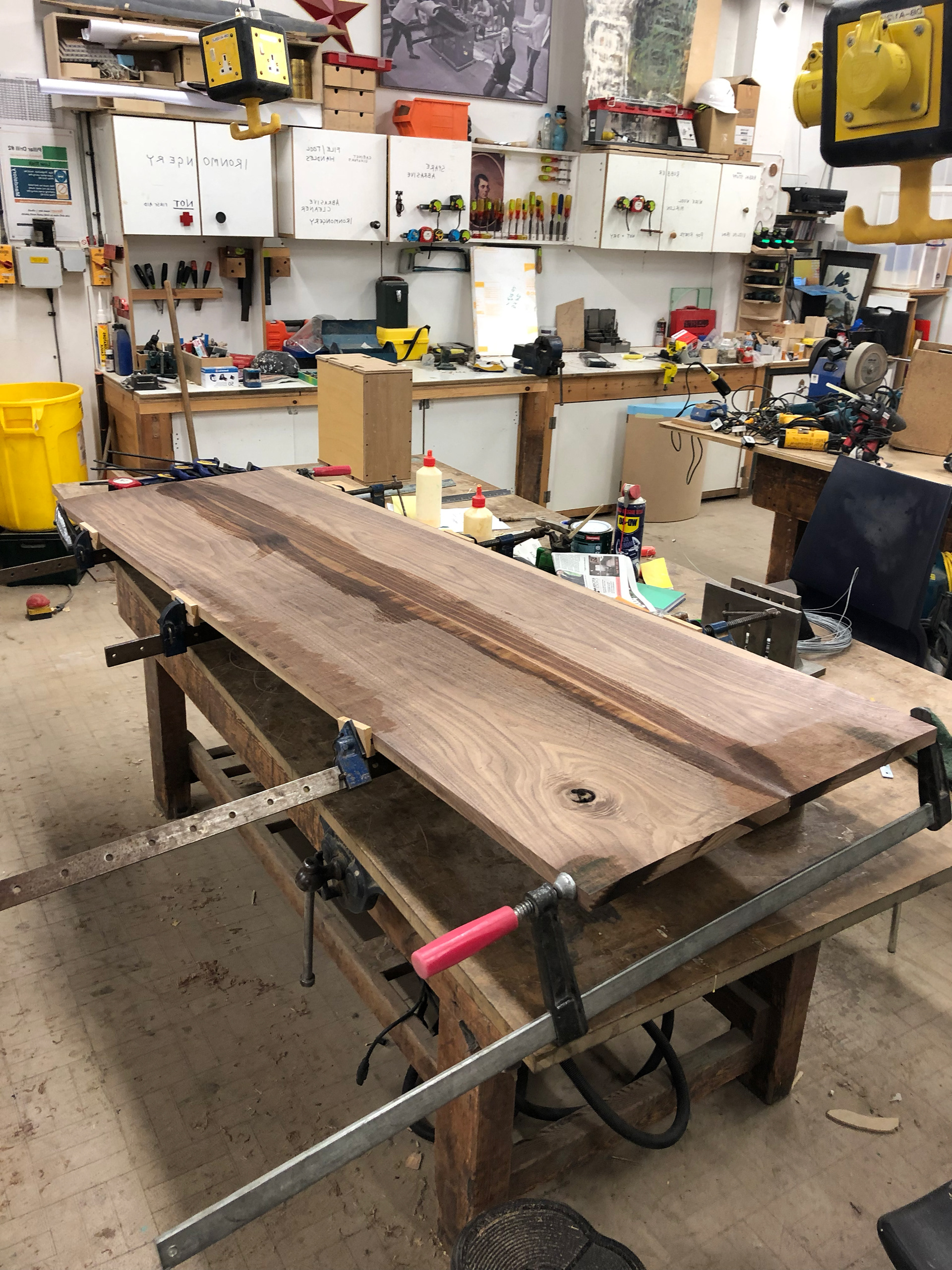 Glueing Walnut planks together, Biscuit joint