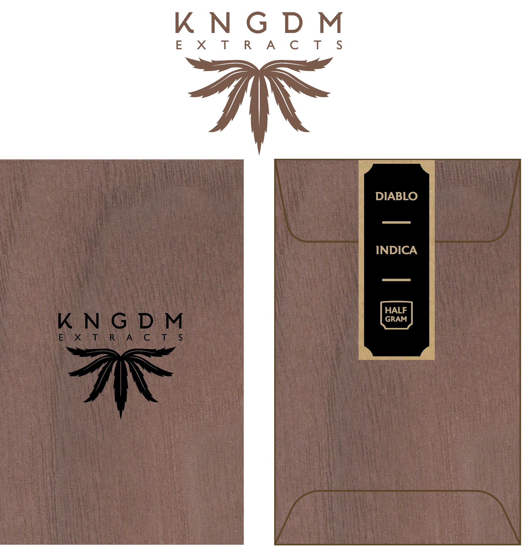 KNGDM EXTRACTS BRAND LOGO DESIGN // WOODEN ENVELOPE & SEAL LABEL