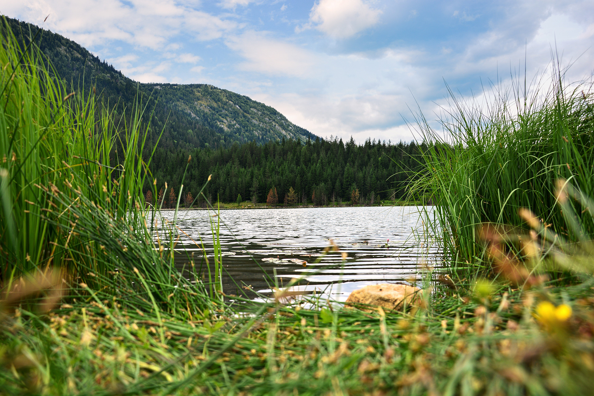 Der See Zminičko Jezero mit umliegenden Bergen