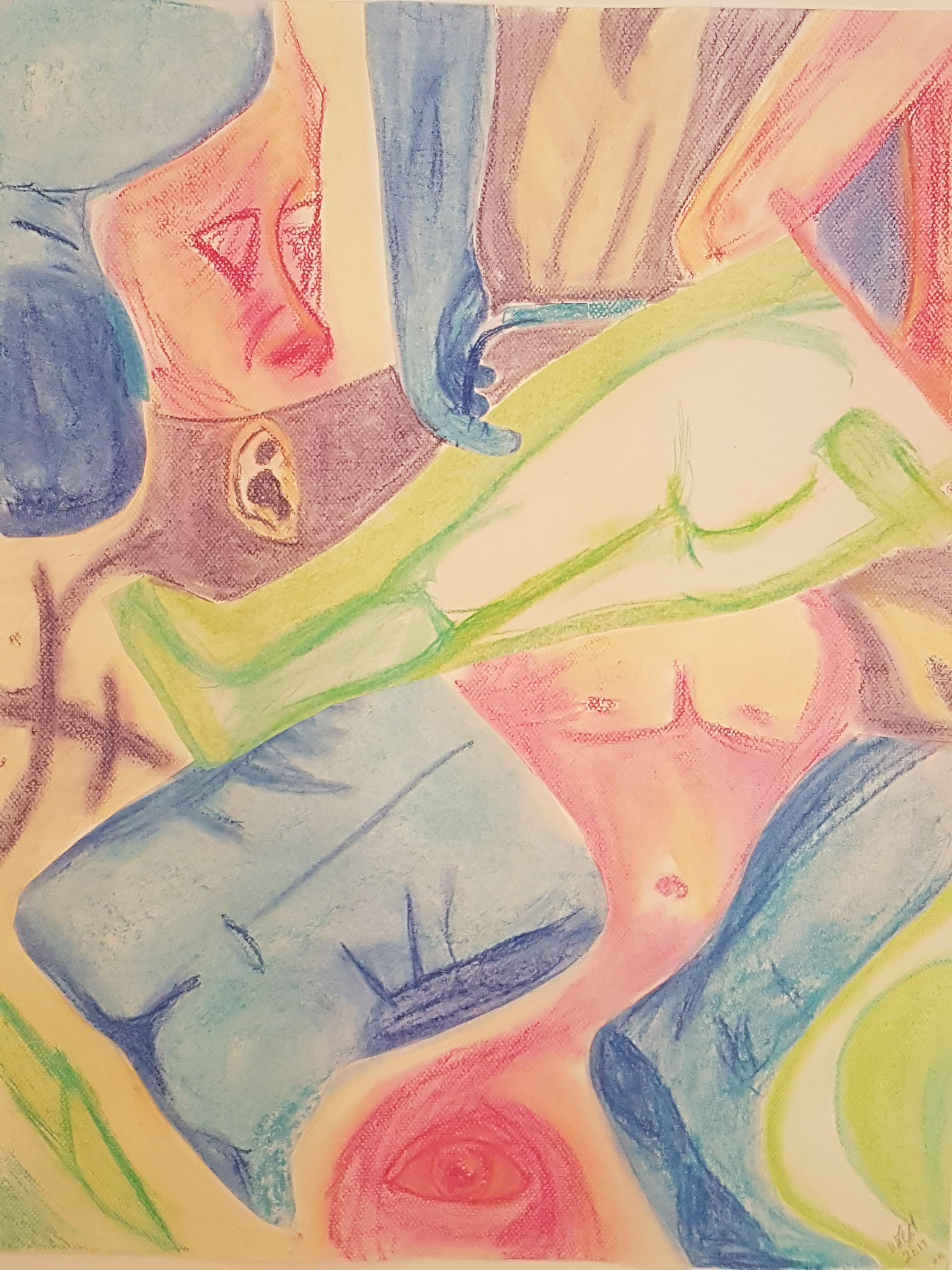 Body Collage, 2017, 18"x24". Pastel on Paper