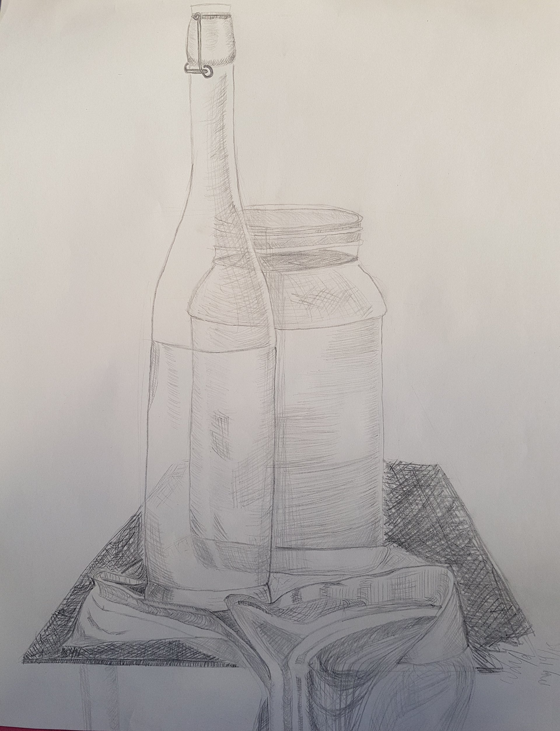 Hatched Still life, 2019, 18"x24". Graphite on paper