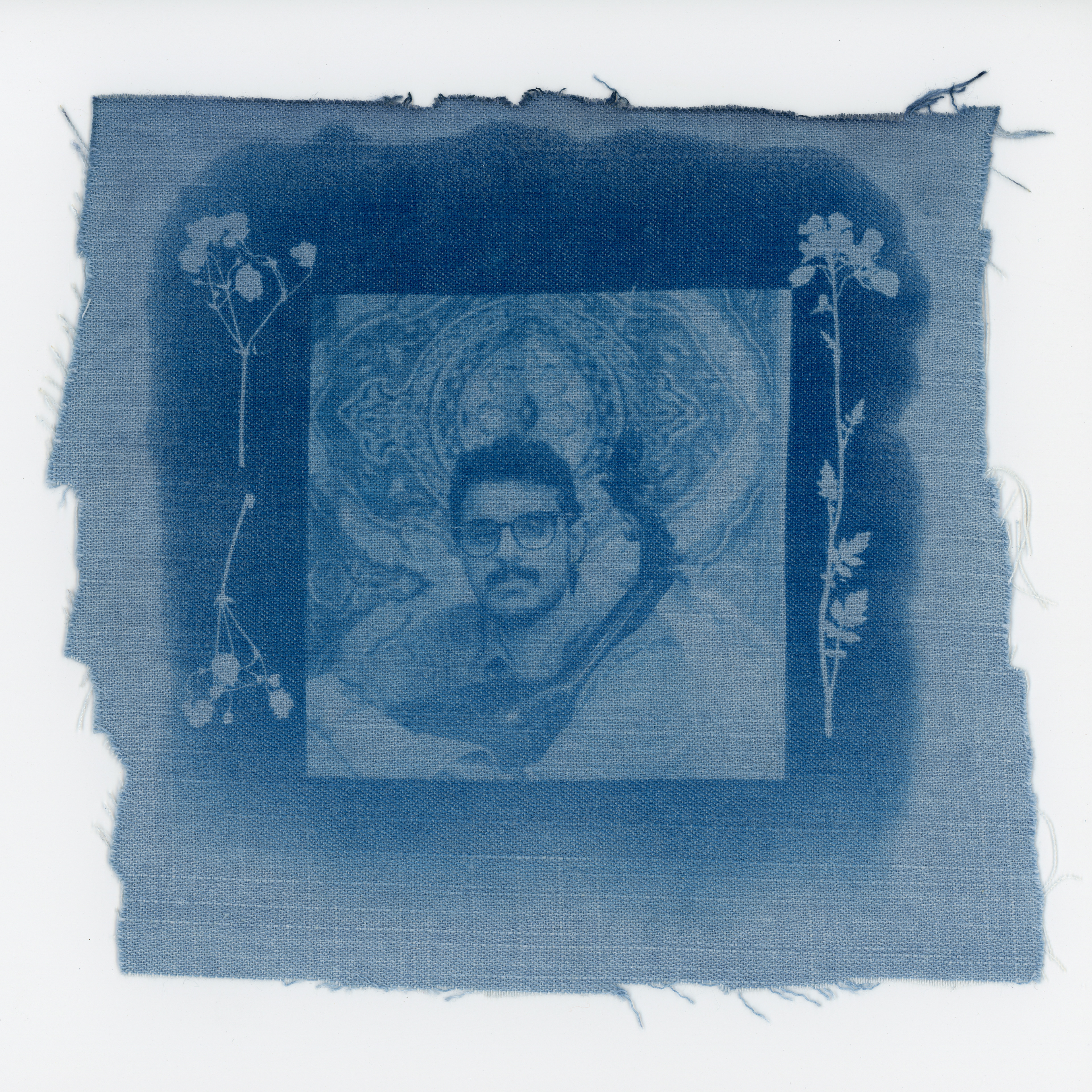 Cyanotype on Fabric (Digital Negative + Dry Flowers)