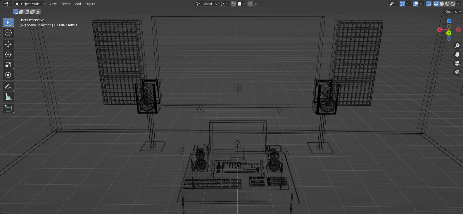 Top 3/4 view of wireframes