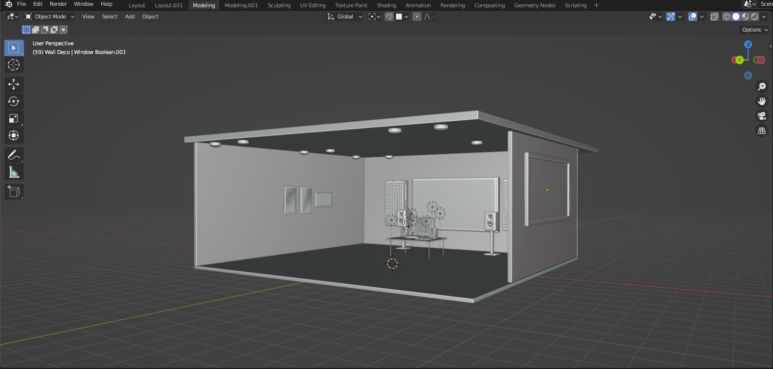 Wide view of Shaded 3D models