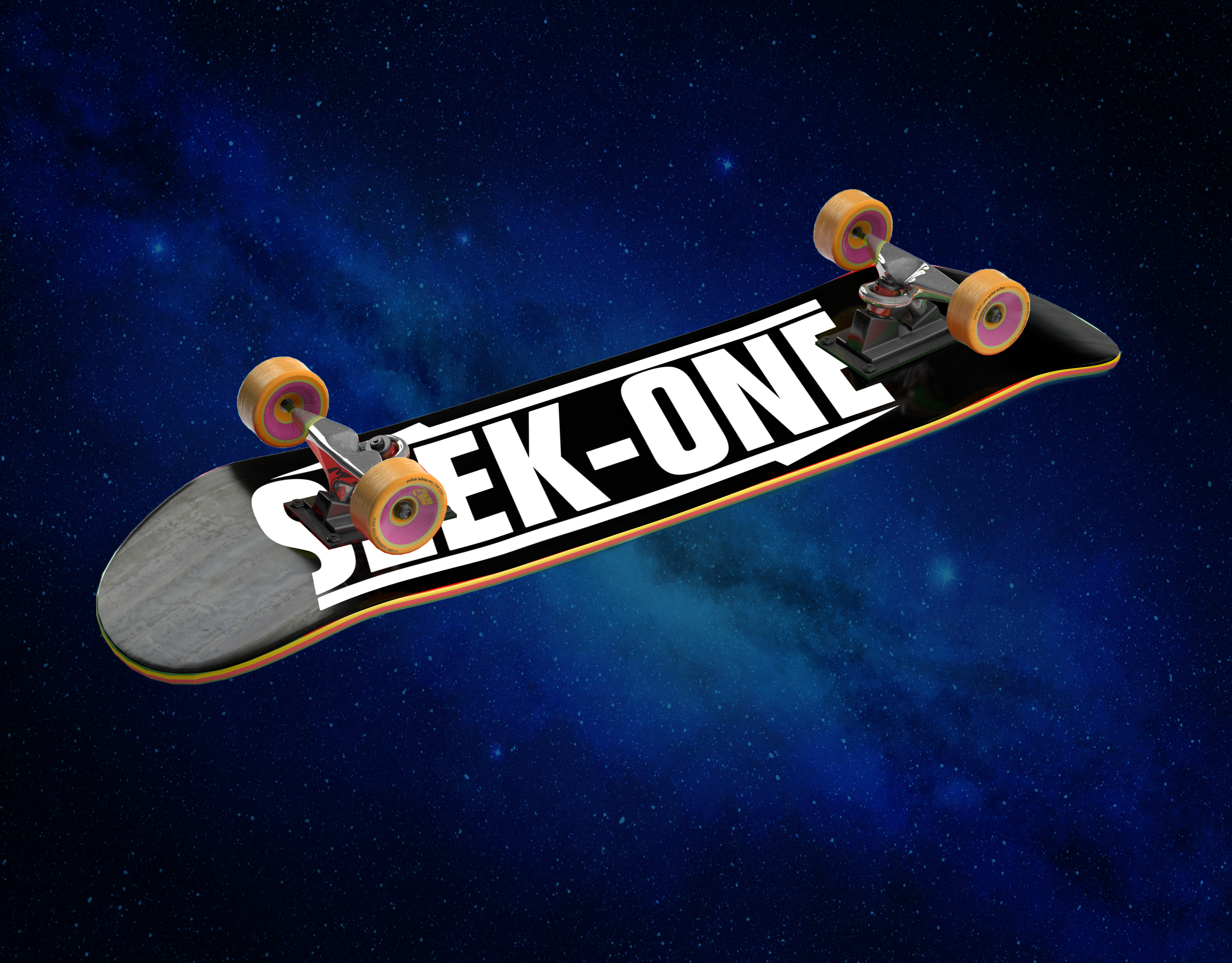 Seek-One logo Skateboard Mock-up
