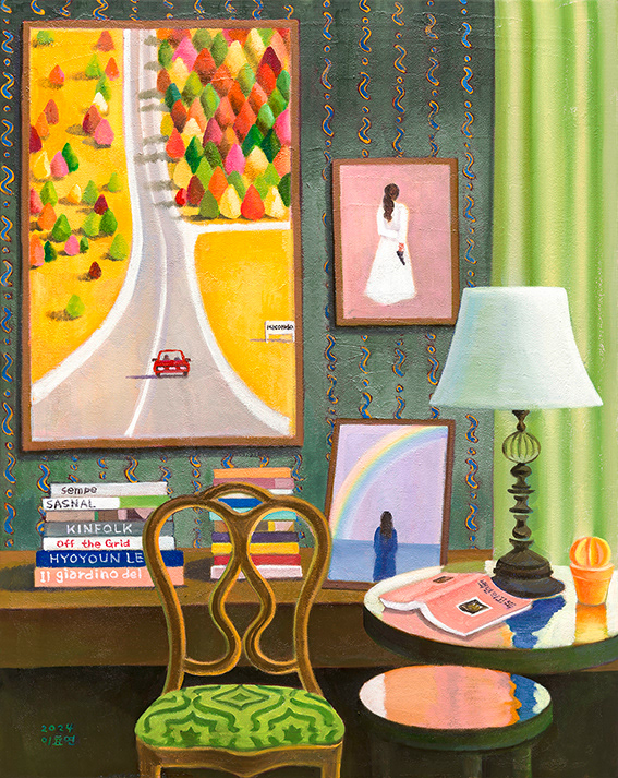 Interior with Macondo, oil on linen, 90.9x72.7cm, 2024