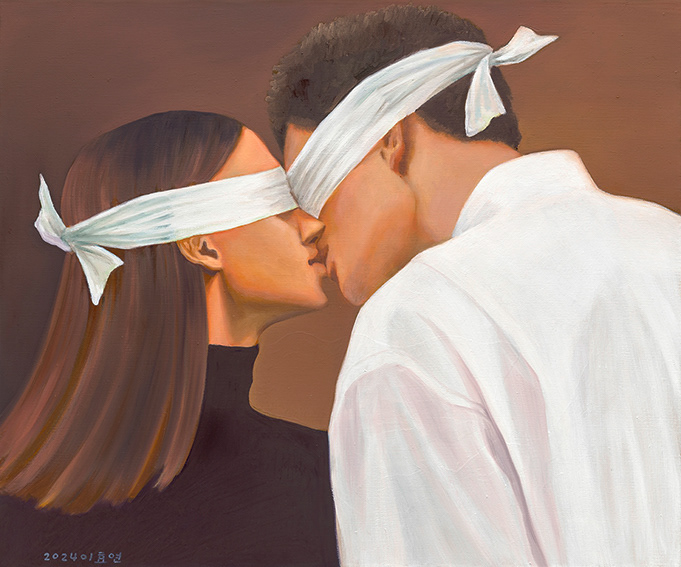 Kiss, oil on linen, 60.6x72.7cm, 2024