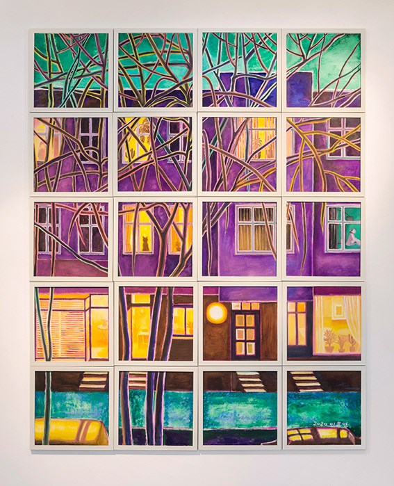 Between and between, oil on papers and frames, 2020