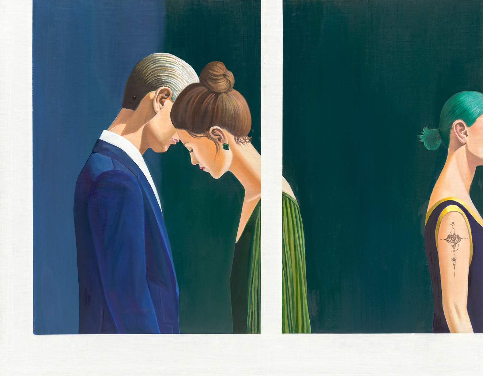 Silence in Teal, oil on linen, 91x116.7cm, 2026