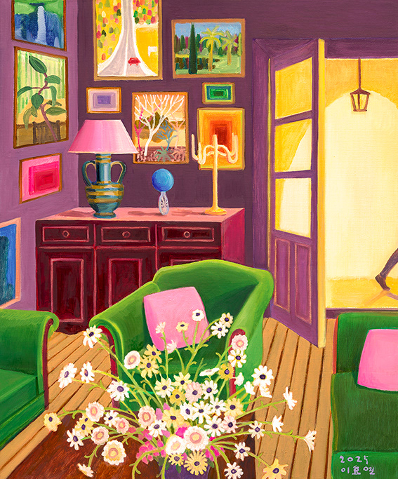 Interior with wild flowers, oil on linen, 72.7x60.6cm, 2025