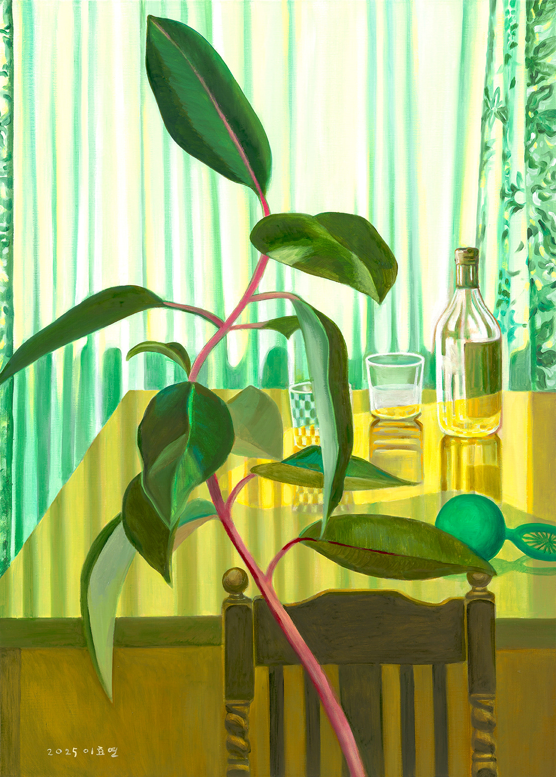 Greenscape with yellow stain, oil on linen, 90.9x65.1cm, 2025