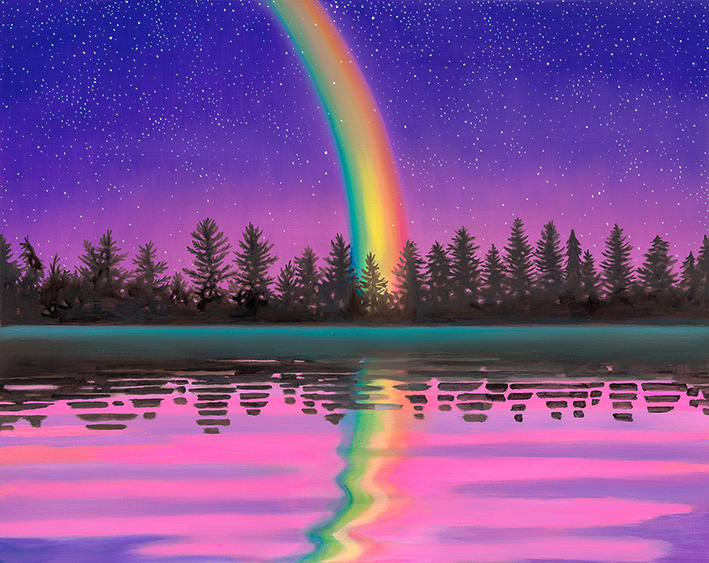 Night Rainbow 1, oil on linen, 72.7x90.9cm, 2025