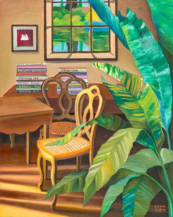 Light-filled Interior, oil on linen, 90.9x72.7cm, 2024