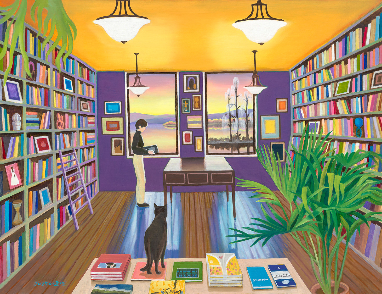 Macondobookroom, oil on linen, 112x145.5cm, 2025