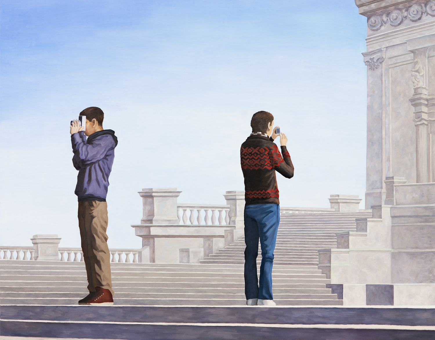 People who hold a camera 1, oil on linen, 91x116.7cm, 2012