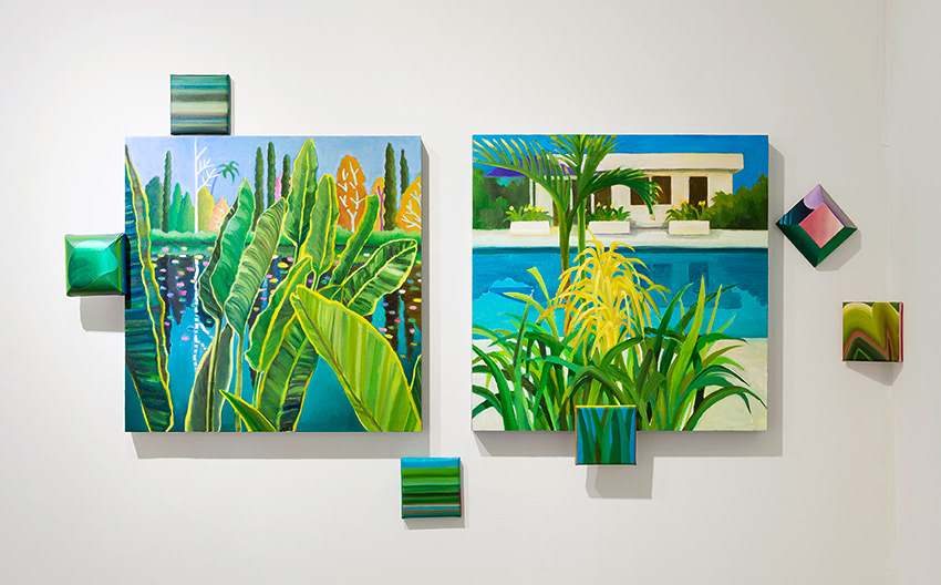 Green green, oil on linen and small canvases, 2021