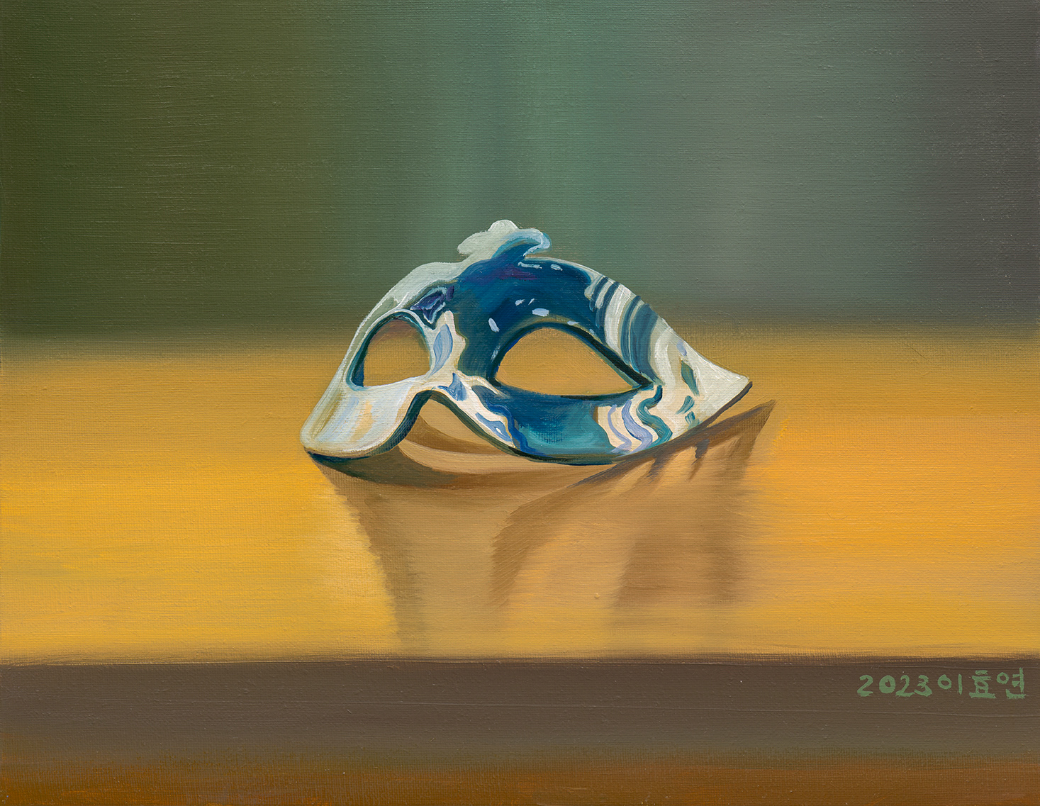Mask 2, oil on linen, 31.8x40.9cm, 2023