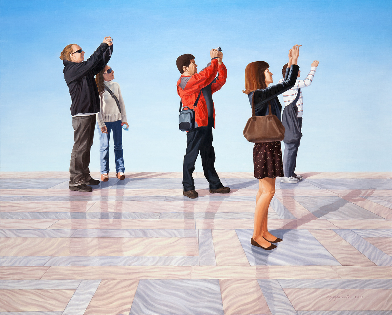 People who hold a camera 2, oil on linen, 130.3x162cm, 2012