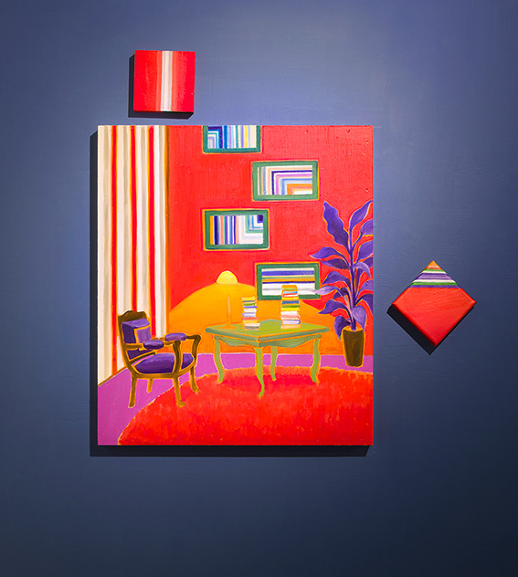 Red Blue, oil on linen and small canvases, 2021