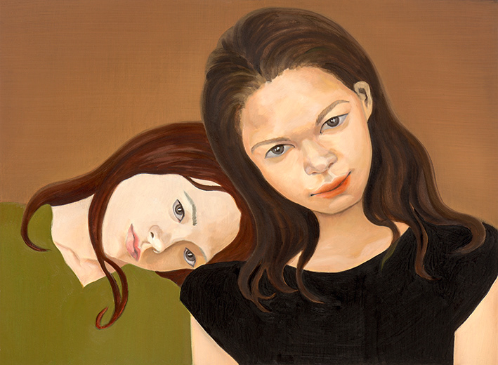 Sisters, oil on paper, 42x56cm, 2016