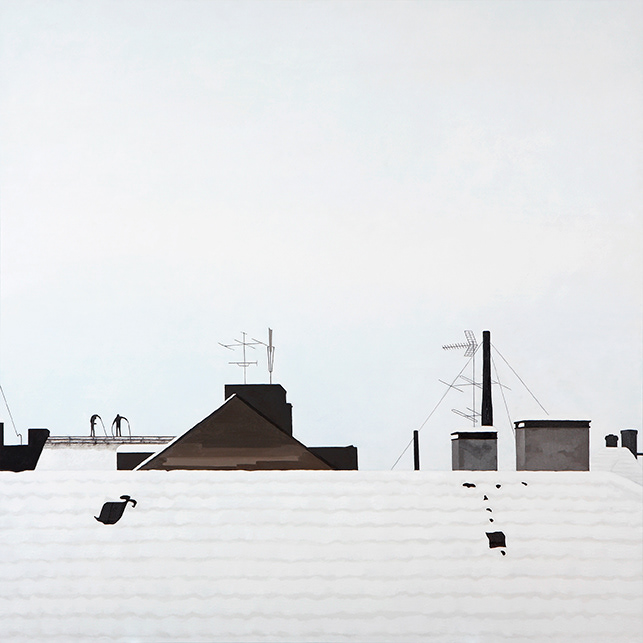 Two birds on the roof, oil on canvas, 116.7x116.7cm, 2008