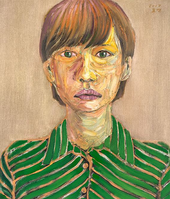 A green girl, acrylic and oil on canvas, 53x45.5cm, 2017