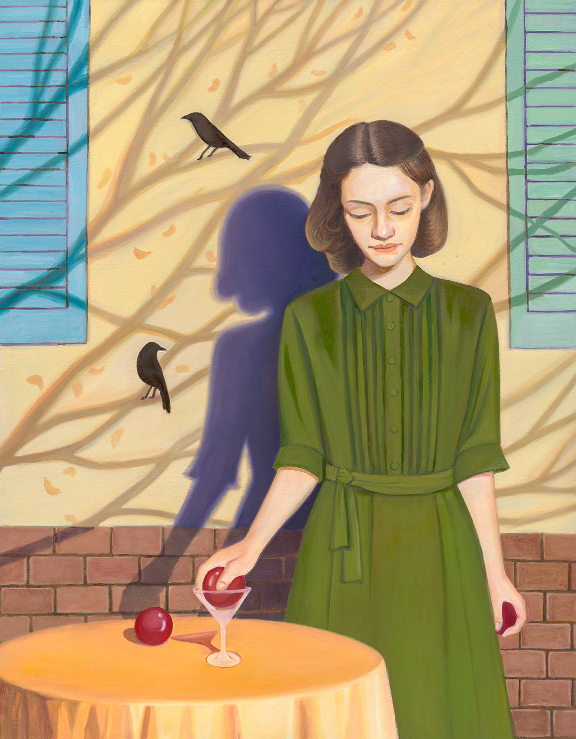 Shadow and a bird, oil on linen, 116.7x91cm, 2025
