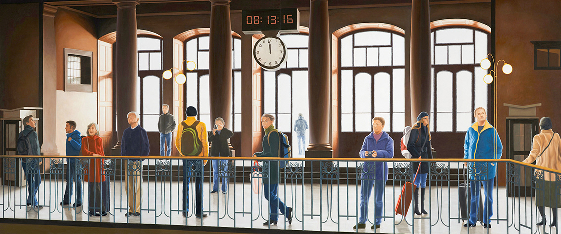 Passing through, oil on linen, 162x388cm, 2013
