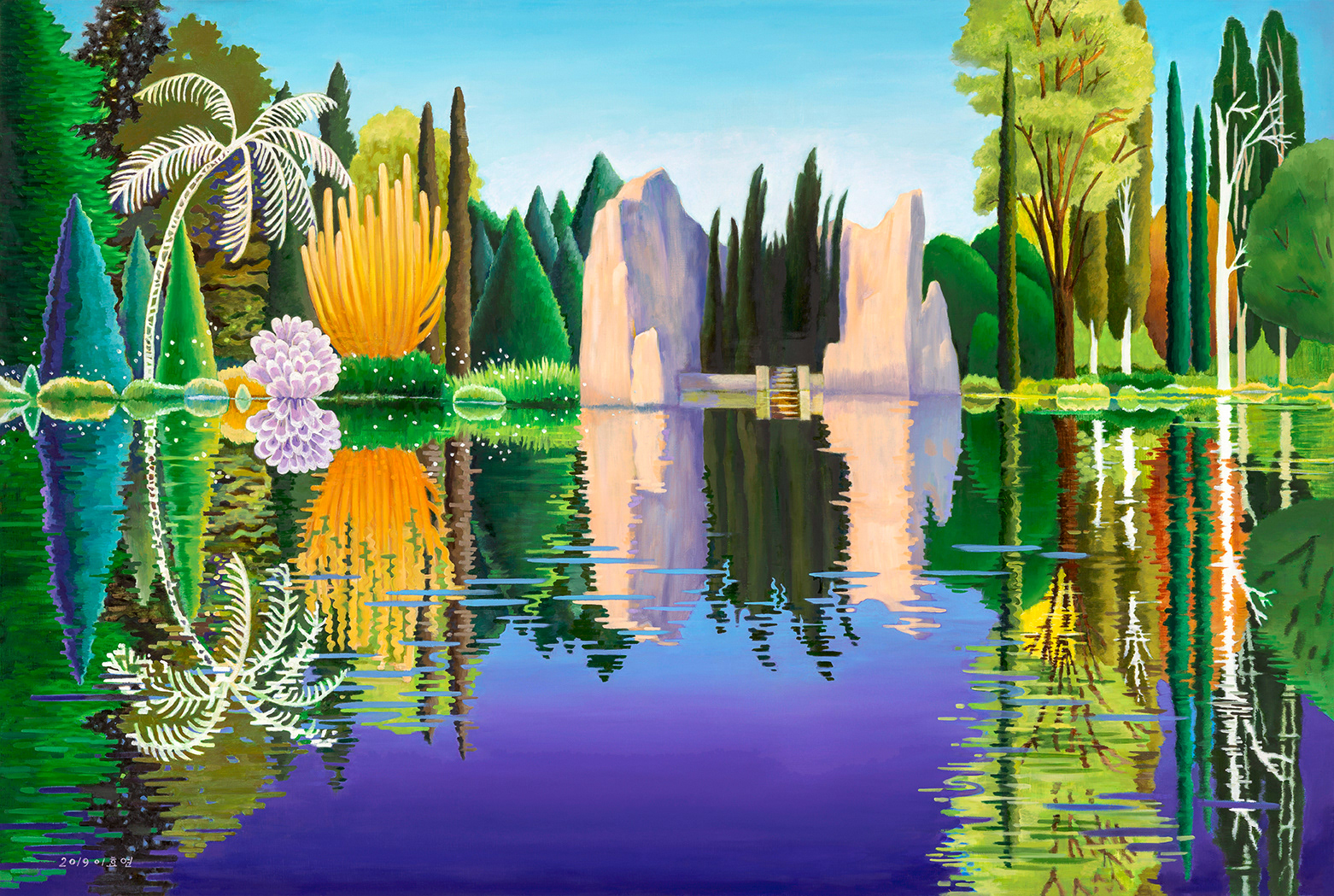 Two horisons, oil on linen, 130.3x193.9cm, 2019