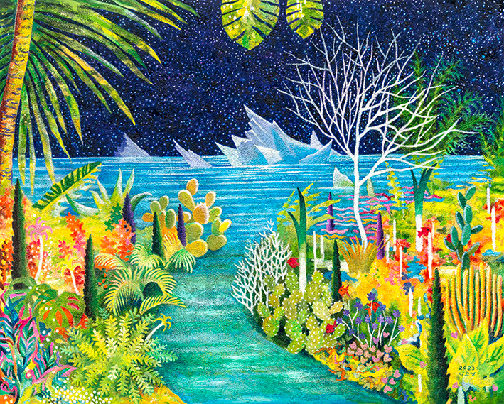 My splendid ruin, oil and stonedust on linen, 130.3x162cm, 2023