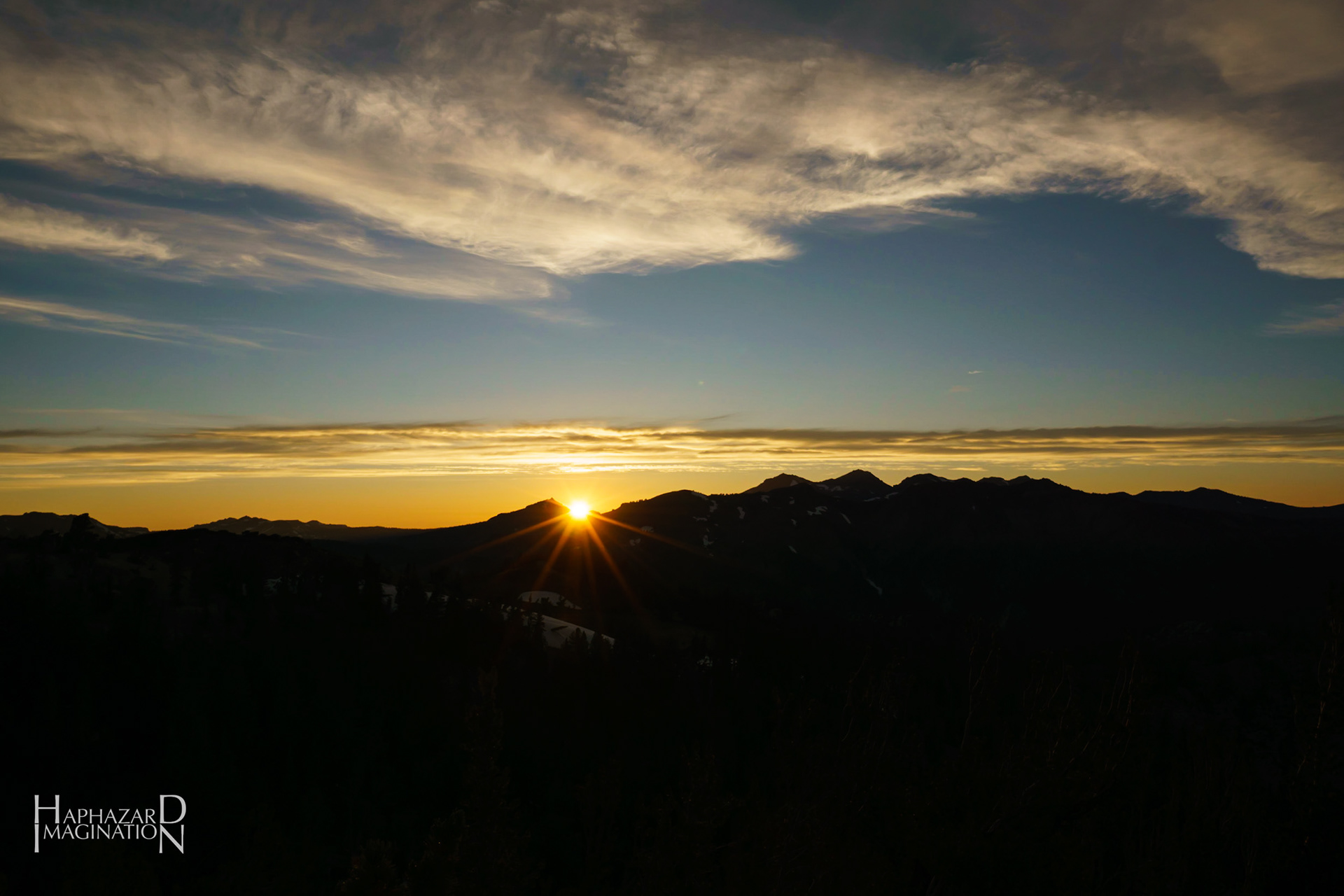 Sun descending behind Tryon Peak
