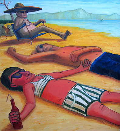 The sunbathers, painting by Luke Vinnicombe