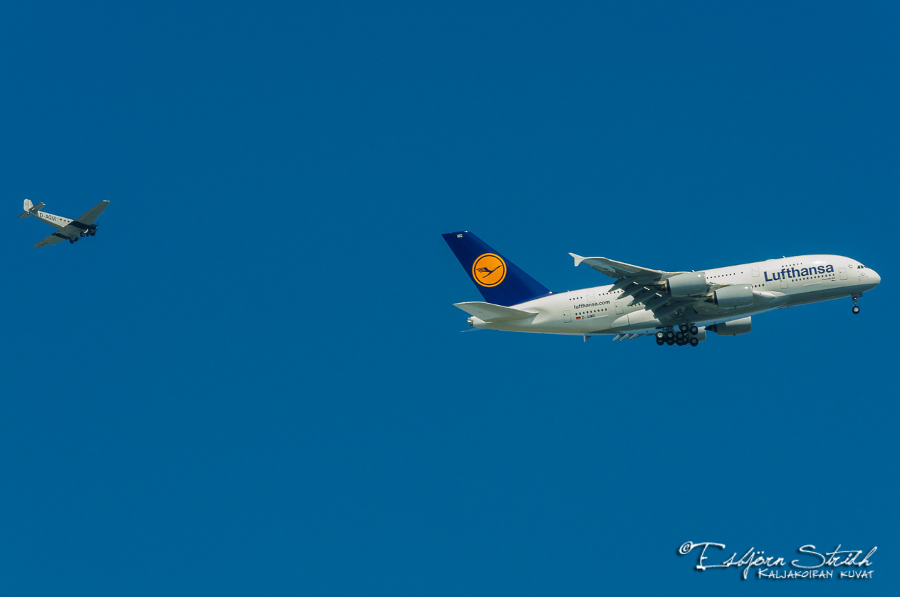 75 years airplane development, Lufthansa, Junkers Ju 52 "Tante Ju" & Airbus 380