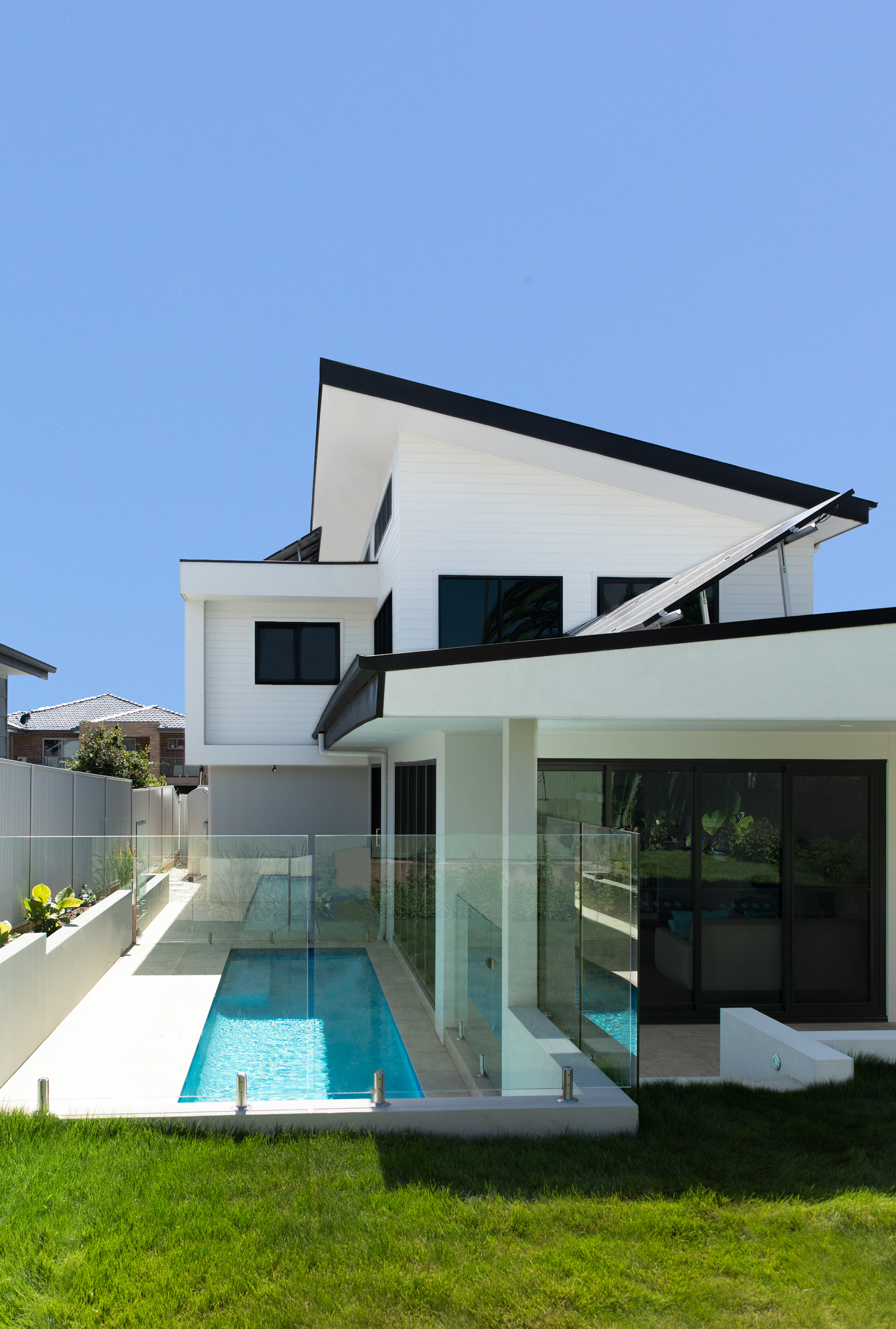 Simple black and white finishes palette for a new two storey contemporary home.
