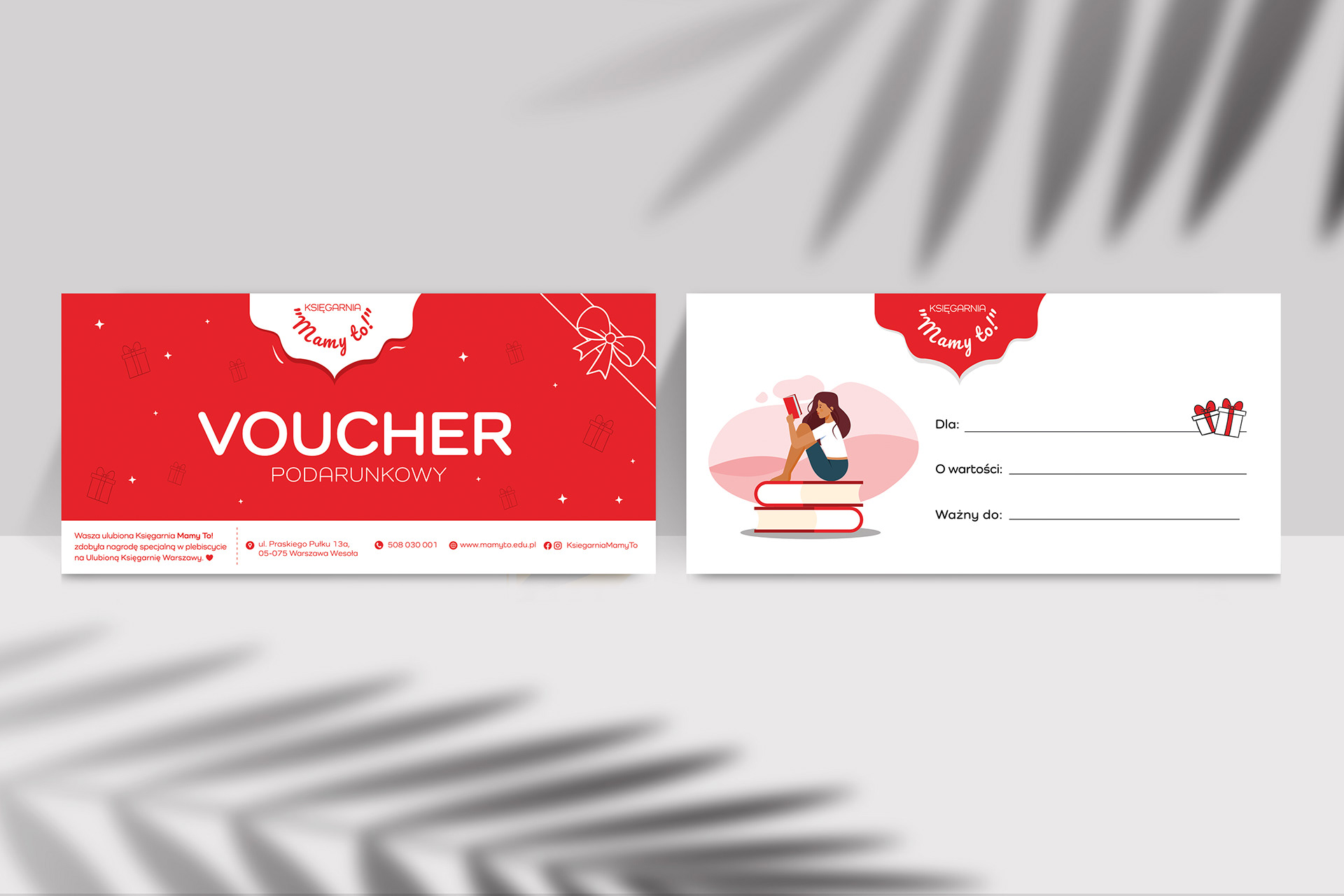 Gift card created for the bookstore "Mamy to!" honored in the favorite bookstore poll in Warsaw.