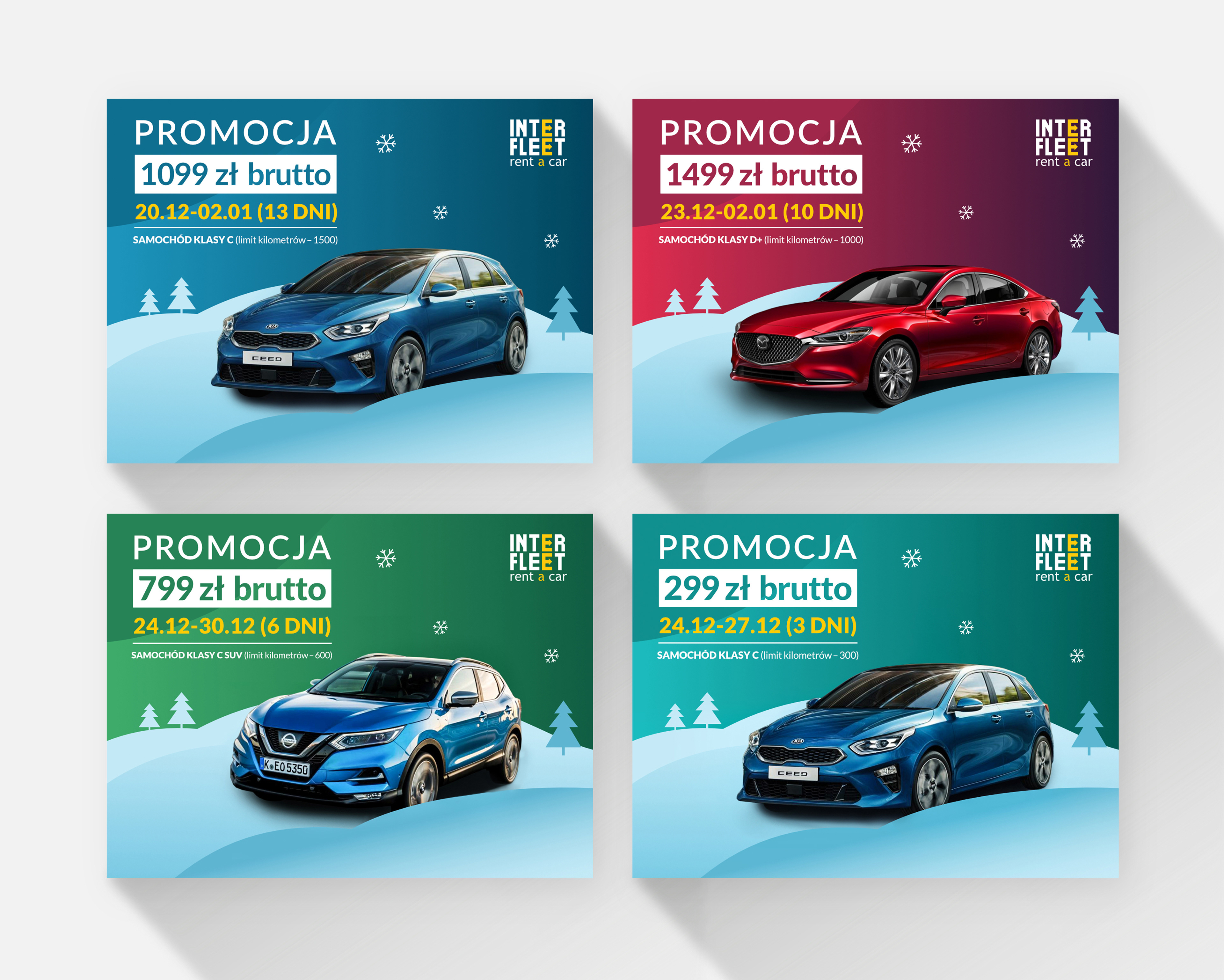 Graphic designed for "Inter Fleet," specializing in car rentals.