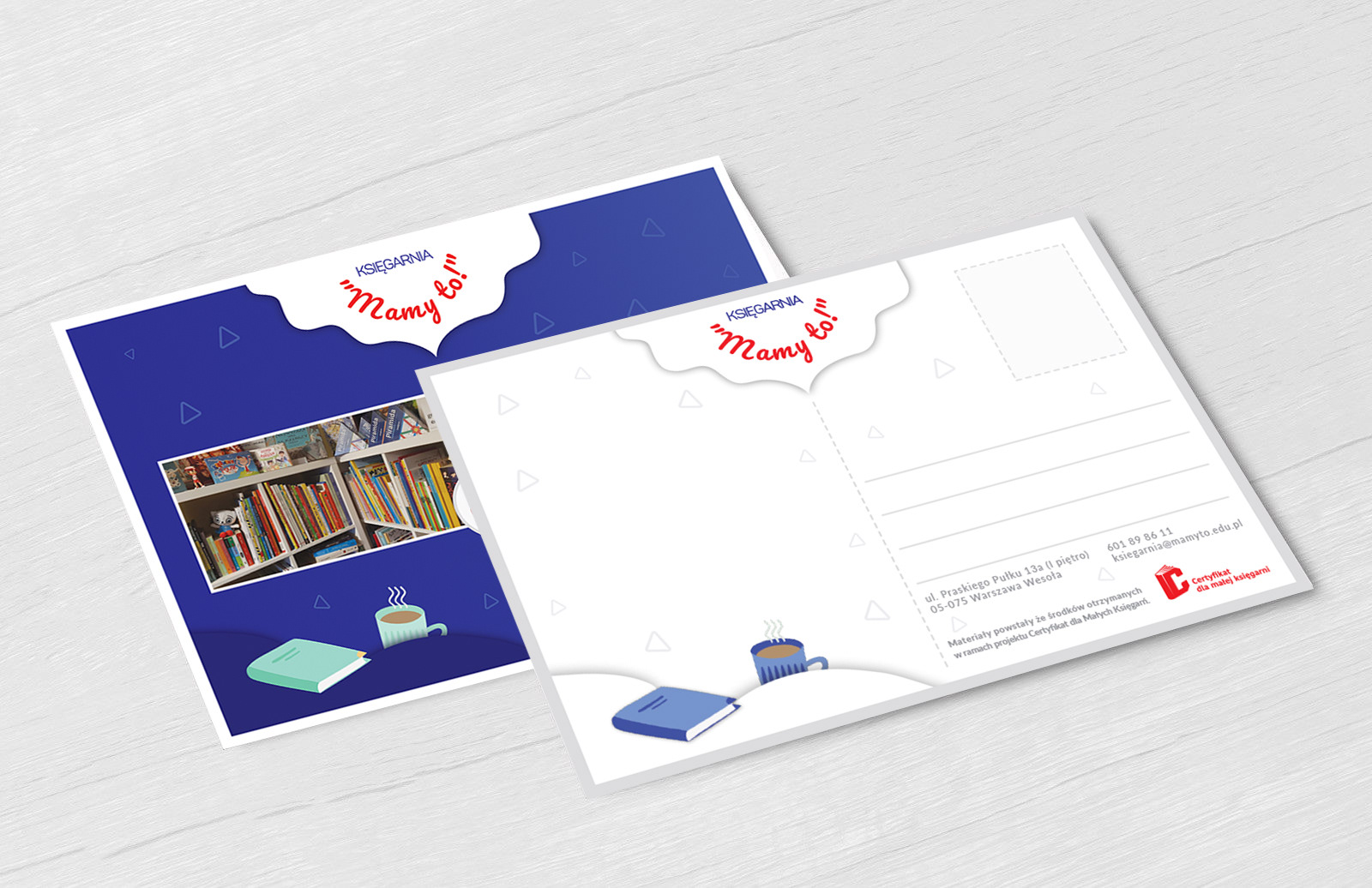 Design for a postcard for "Mamy to!" bookstore.