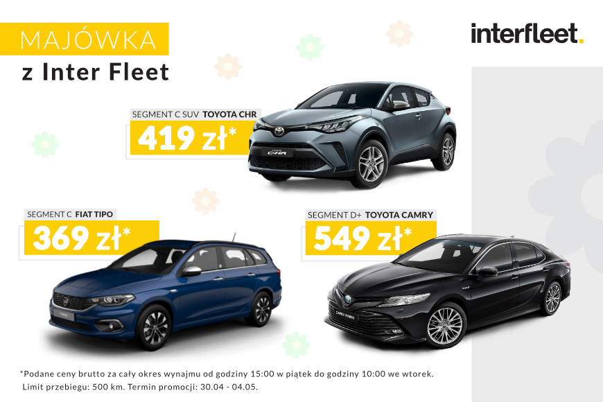 Graphic designed for "Inter Fleet," specializing in car rentals.