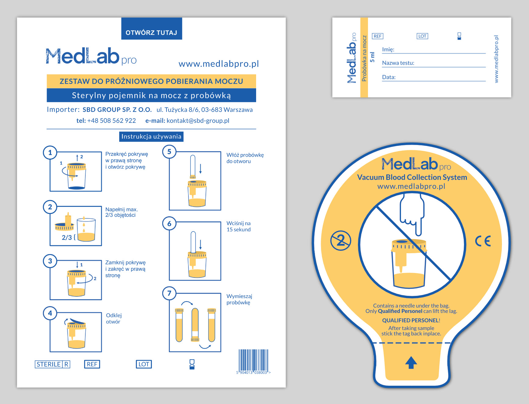 Design of components for a urine vacuum sampling kit made for "Medlab".