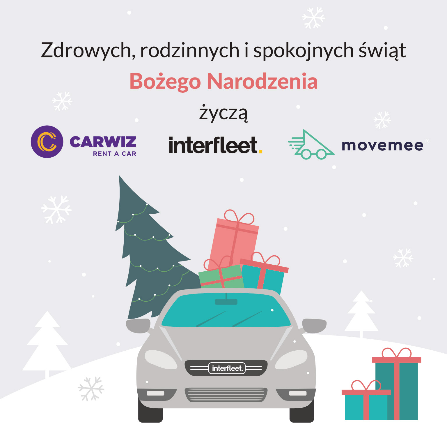 Graphic designed for "Carwiz", "Inter Fleet", and "Movemee", specializing in car rentals.