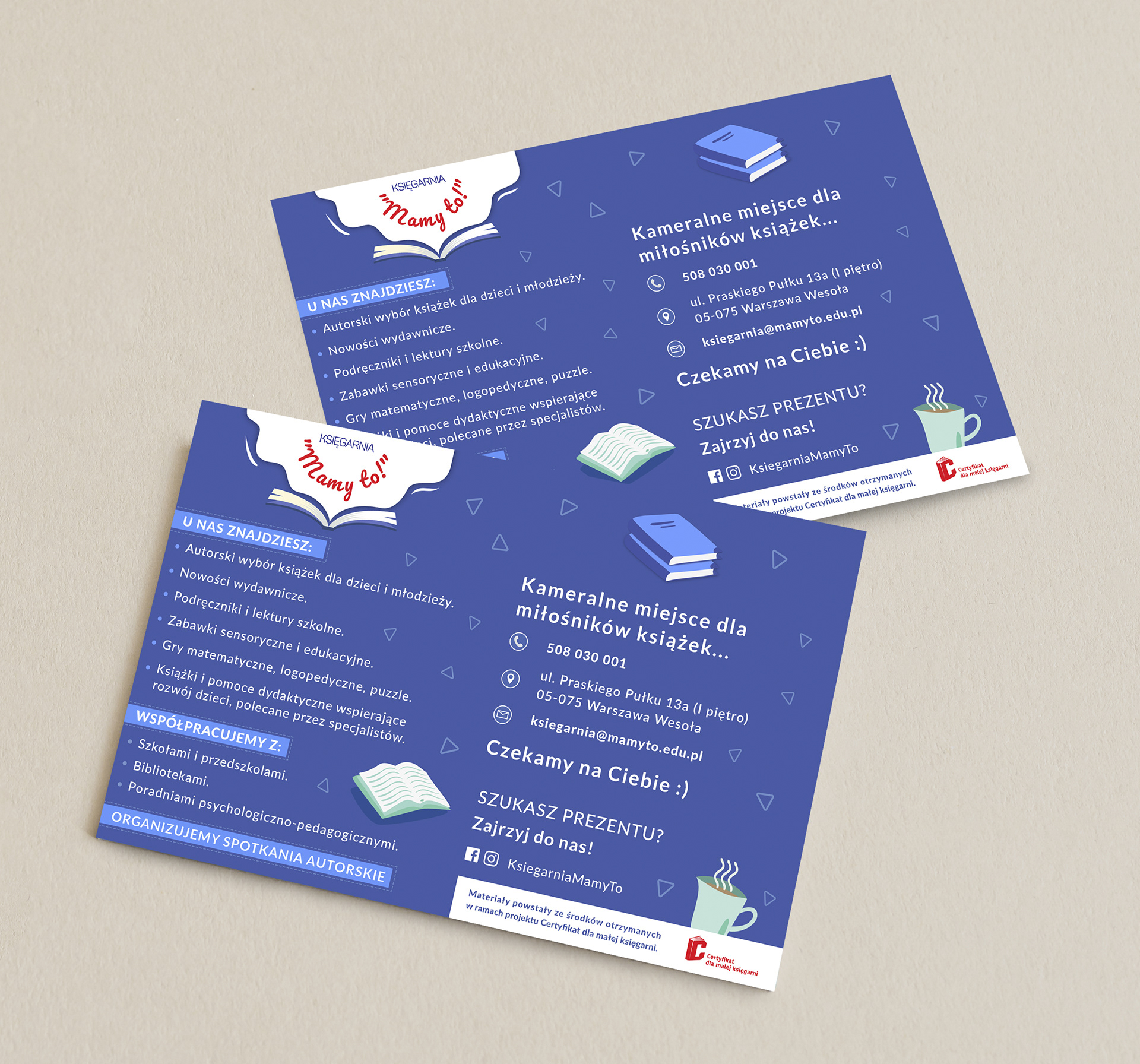 Design for a postcard for "Mamy to!" bookstore.